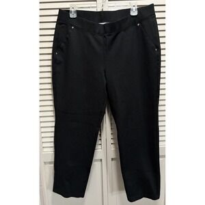 Madison Grey Black Skinny Dress Pants Size PXL Stretch Pull On Crop Elastic Band